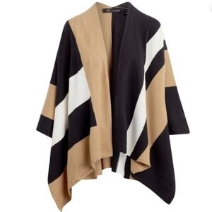 NWT ParrishLA Stevie Poncho Black Camel White 🍂 perfect for fall